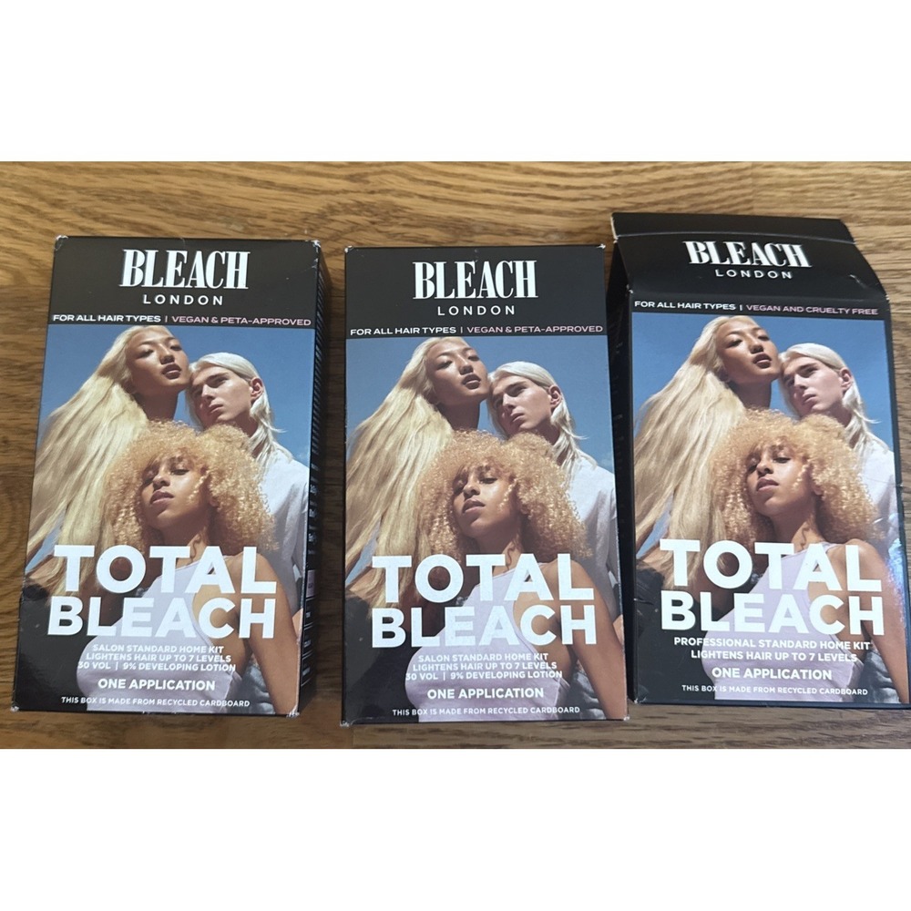 Bleach London Total Bleach Kits for Platinum Blonde Hair 3 Pack.